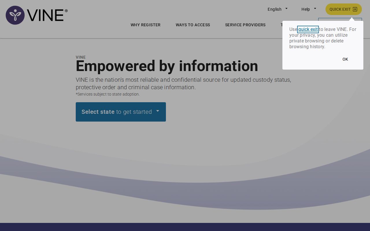 Osage County VINELink release check with Missouri person search and registration options