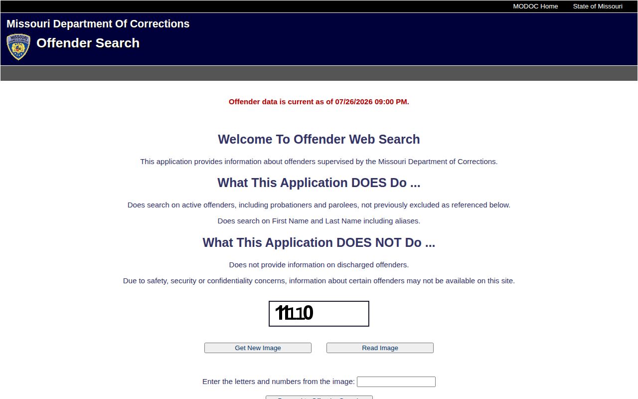 Osage County MODOC released offender search scope